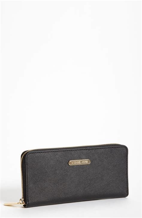 michael kors saffiano leather zip around wallet gray